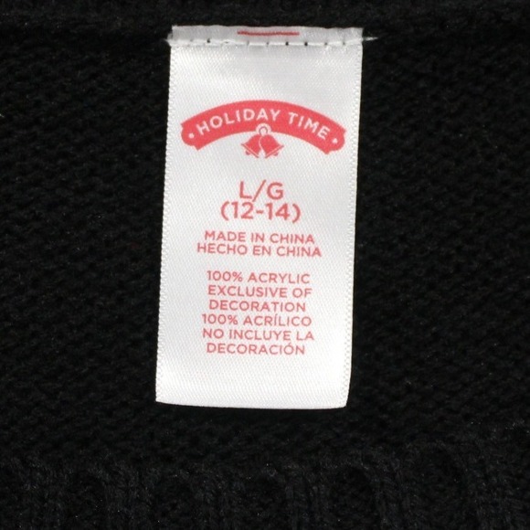 Holiday Time Christmas Tree Snowflake Ugly Christmas Sweater Black L/G - Picture 2 of 7